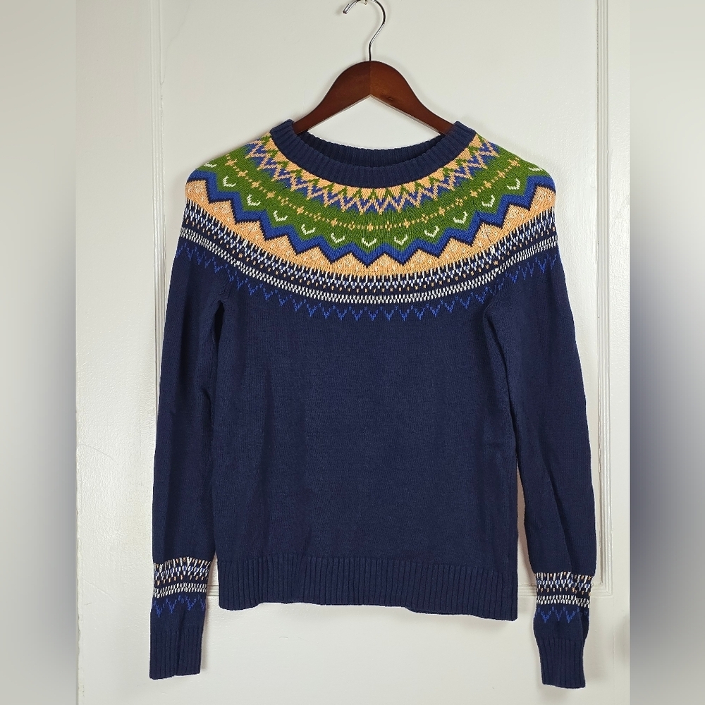 Modcloth Blue and Green Fair Isle Sweater Size S